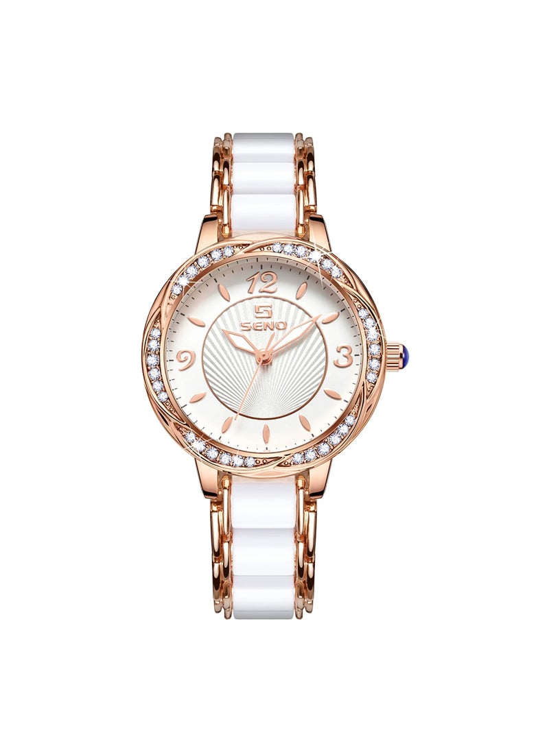 SENO Decorative women's watch with crystal-decorated rose gold - Image 4