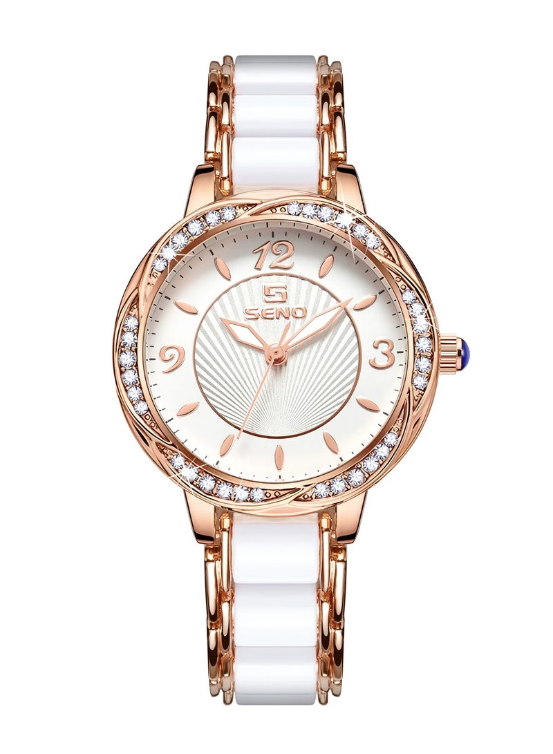 SENO Decorative women's watch with crystal-decorated rose gold - Image 1