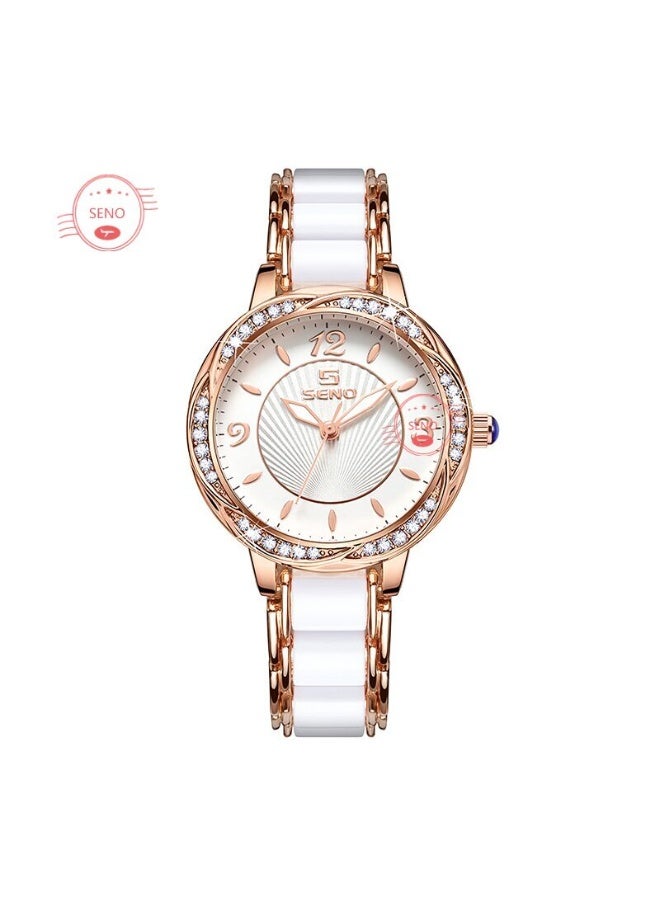 SENO Decorative women's watch with crystal-decorated rose gold - Image 1