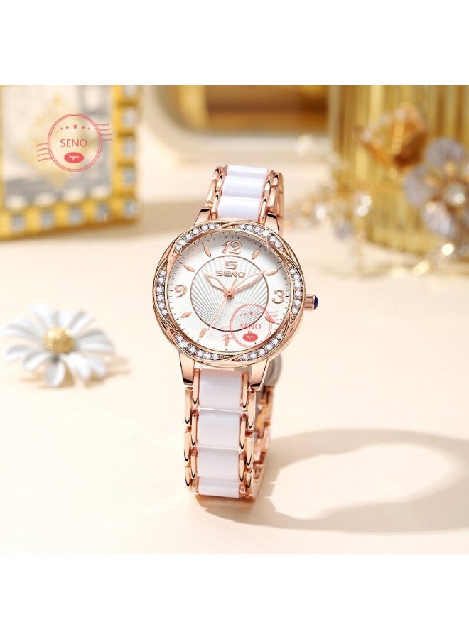 SENO Decorative women's watch with crystal-decorated rose gold - Image 3