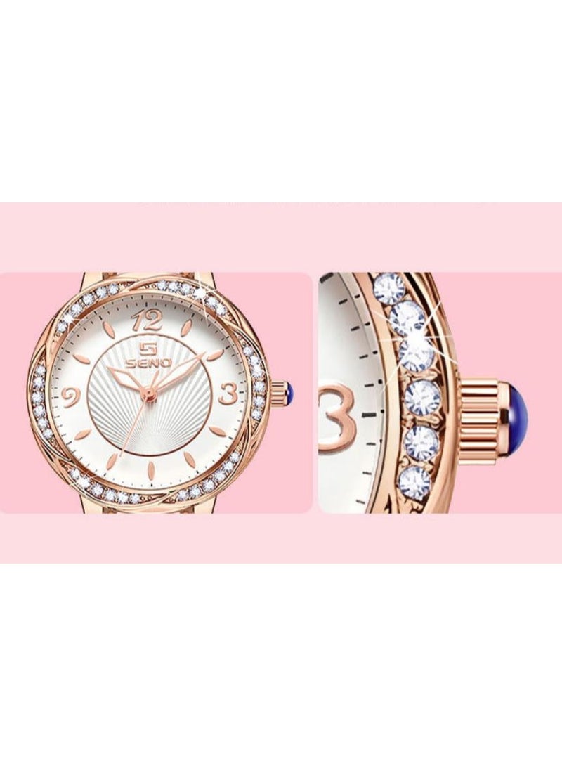 SENO Decorative women's watch with crystal-decorated rose gold - Image 5