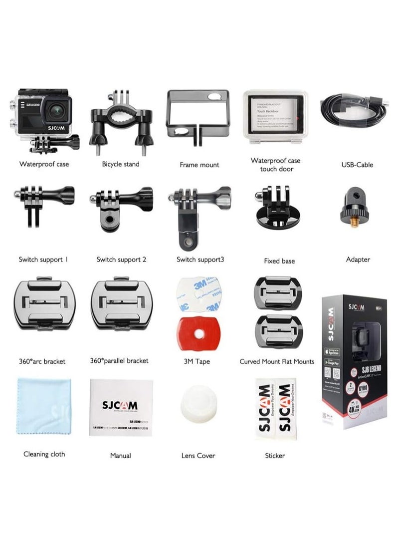 SJCAM - SJCAM SJ6 Legend 4K WiFi Action Camera Waterproof Dual Screen Sport Camera Underwater 2.0 Touchscreen/ 0.9 Front LCD Screen Wide Angel Gyro Stabilization - Image 1