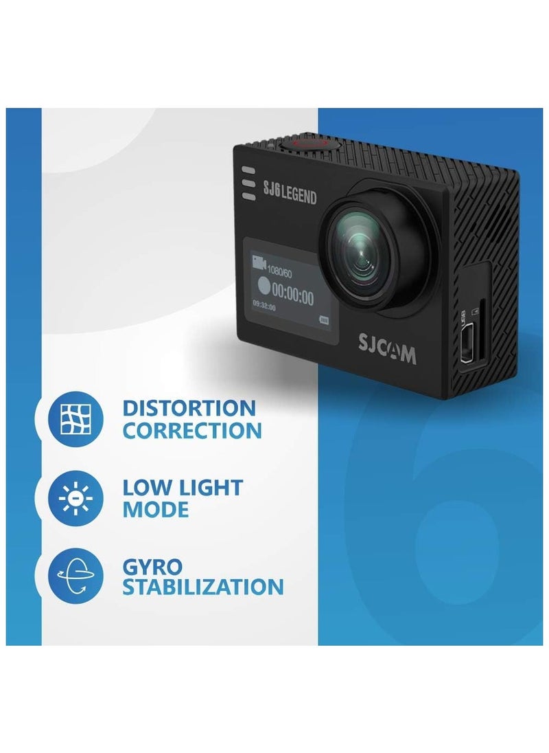 SJCAM - SJCAM SJ6 Legend 4K WiFi Action Camera Waterproof Dual Screen Sport Camera Underwater 2.0 Touchscreen/ 0.9 Front LCD Screen Wide Angel Gyro Stabilization - Image 1