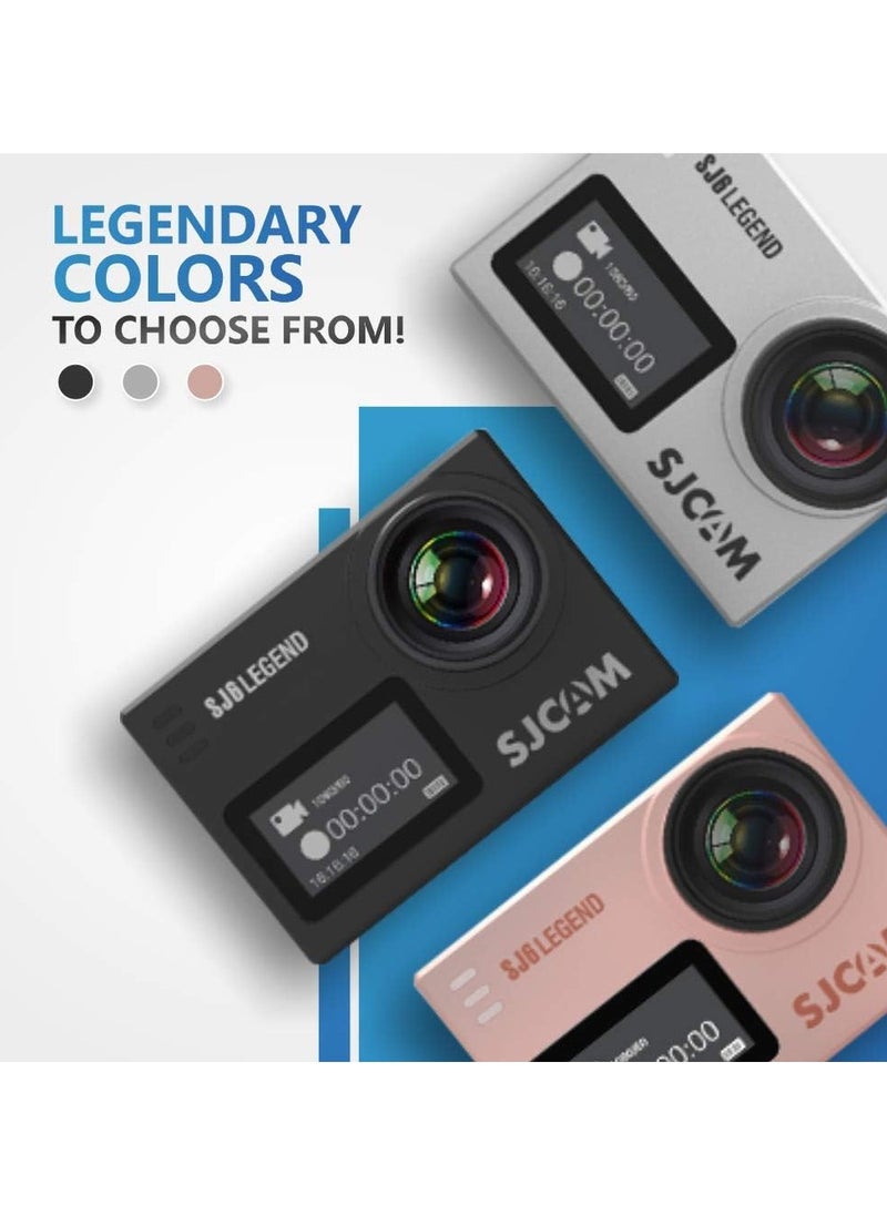 SJCAM - SJCAM SJ6 Legend 4K WiFi Action Camera Waterproof Dual Screen Sport Camera Underwater 2.0 Touchscreen/ 0.9 Front LCD Screen Wide Angel Gyro Stabilization - Image 1