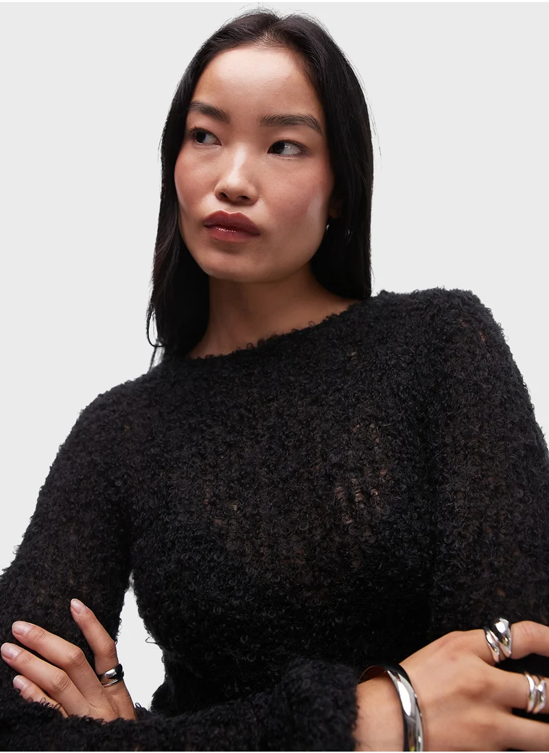 TOPSHOP Topshop knitted open boucle maxi dress