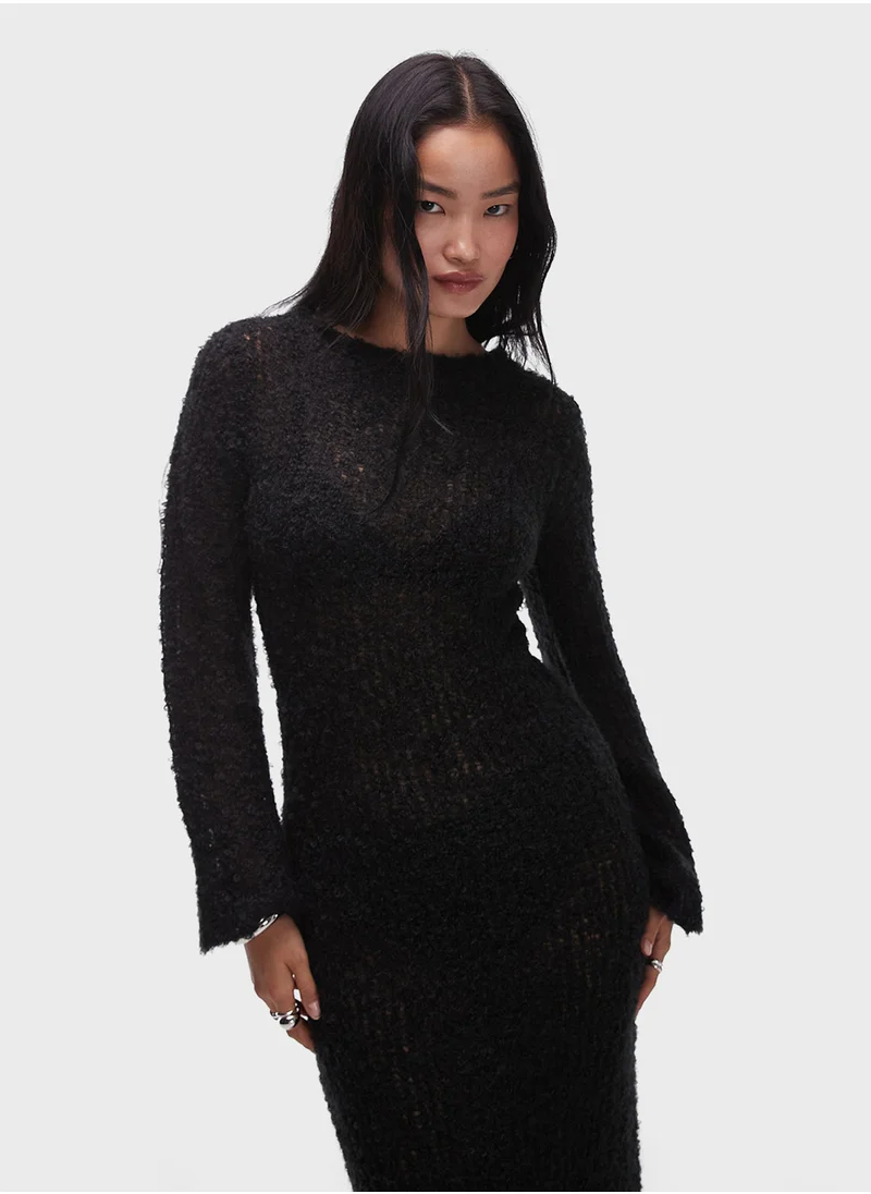 TOPSHOP Topshop knitted open boucle maxi dress