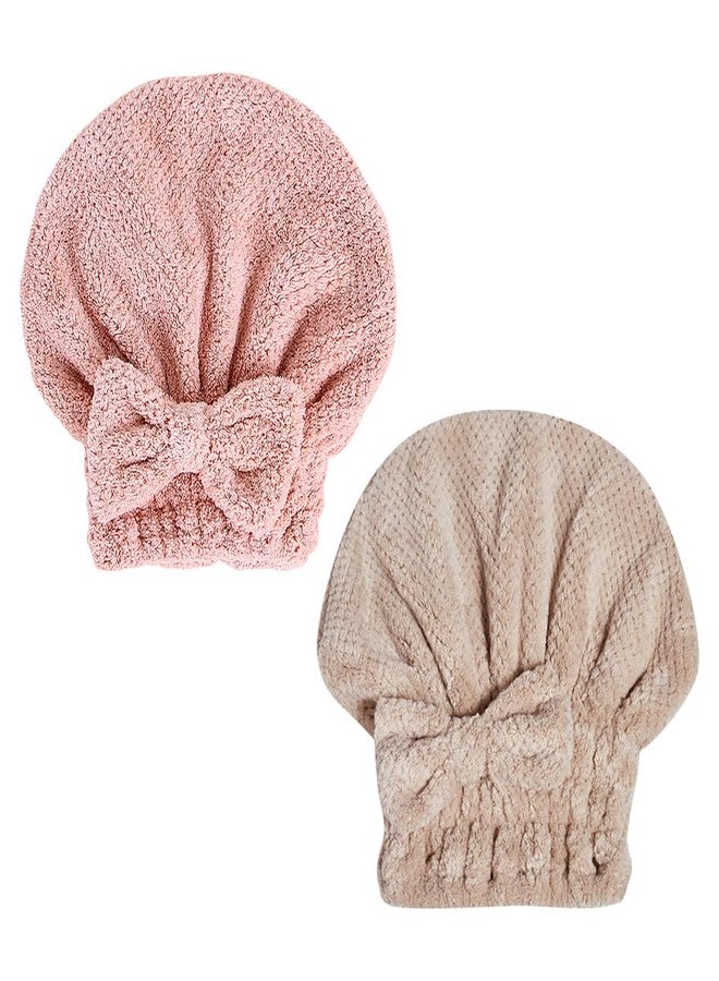 جي شلو منشفتان لتجفيف الشعر من الألياف الدقيقة من جي إس إتش إل إل أو، ماصتان للشعر، غطاء لتجفيف الشعر المجعد، غطاء كبير لتجفيف الشعر، منشفة شعر ناعمة، لفافة شعر مرنة مزينة بفيونكة - Image 1