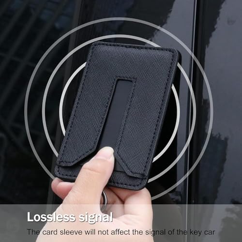 Amiss Car Key Clip, Leather Case and Key Chain Metal Accessories Fit for Tesla Model 3 and Model Y, Car Interior Exterior Accessories -Black (1 Pack) - Image 4