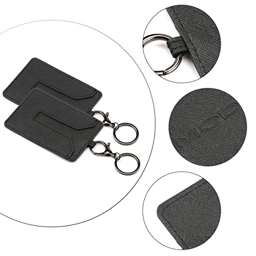 Amiss Car Key Clip, Leather Case and Key Chain Metal Accessories Fit for Tesla Model 3 and Model Y, Car Interior Exterior Accessories -Black (1 Pack) - Image 3