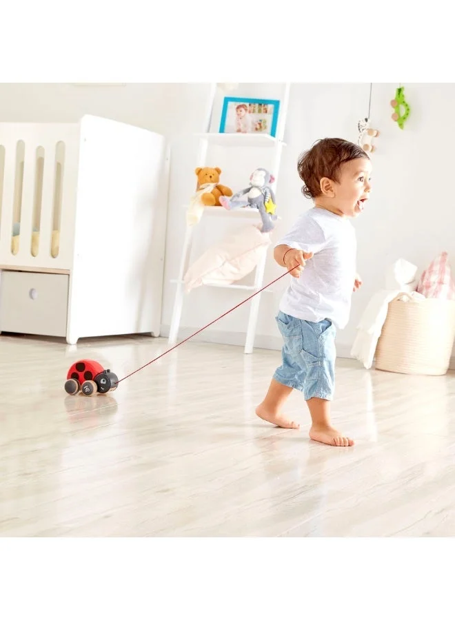 Hape Hape Ladybug Pull Along Wooden Toy, Interactive Pull Toy with Flapping Wings, Toddler Walking Toy, 12 Months+, Baby Pull Toys