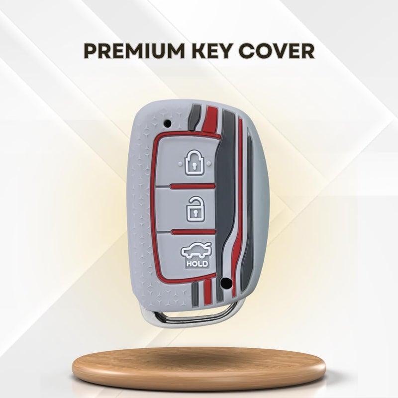 Keycept ™ Tristar Key Cover for Hyundai Grand i10 NIOS Asta| Venue| i20| Aura| Creta| Exter| i20 Elite| Verna 4s| i20 Active| Venue Sx| Elantra 3 Button Smart Key. (Grey) - Image 5