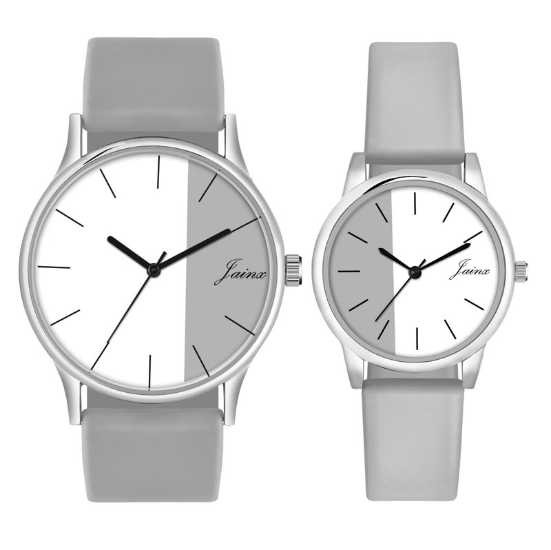 jainx Multicolor Silicone Band Men and Women Gift Set Analog Watch for Couple JC9406 - Image 1