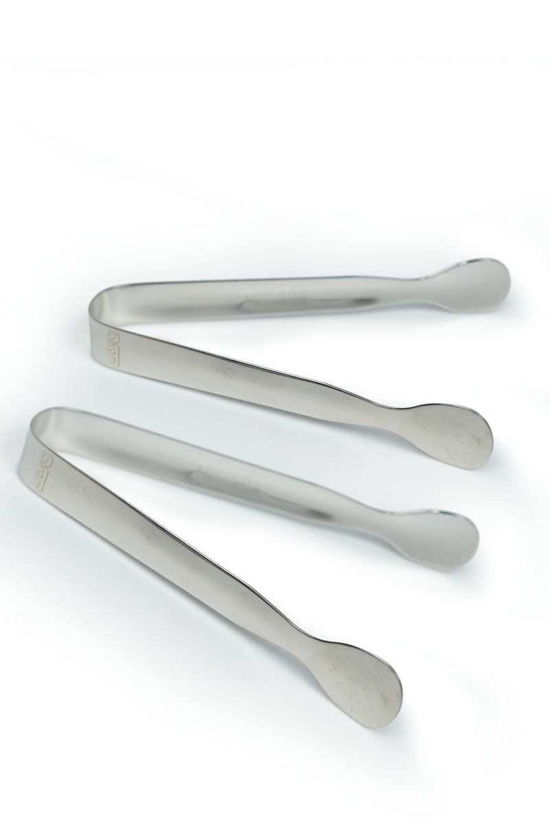 Beram Sugar Tong – Stainless Steel Mini Tongs for Sugar Cubes, Ice, Snacks & Tea Parties – Durable, Rust-Resistant (2, Silver, Oval Design) - Image 1