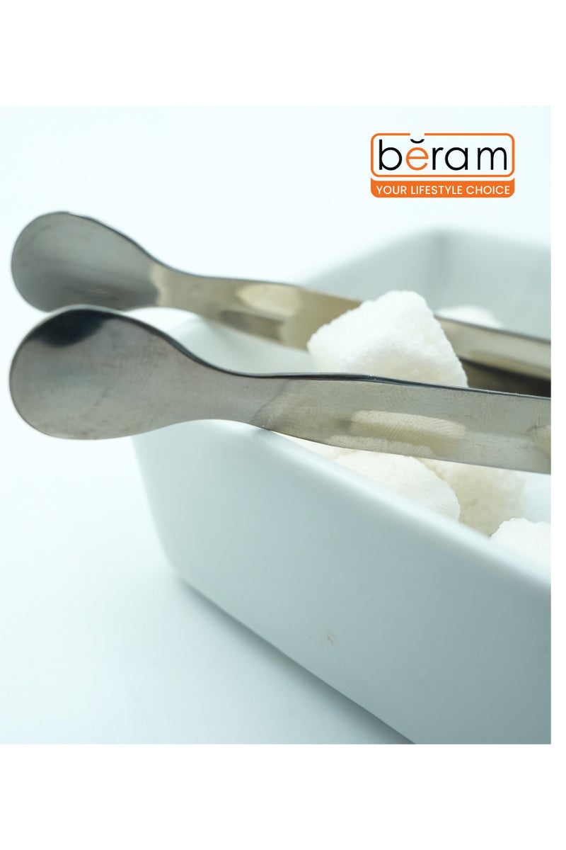 Beram Sugar Tong – Stainless Steel Mini Tongs for Sugar Cubes, Ice, Snacks & Tea Parties – Durable, Rust-Resistant (2, Silver, Oval Design) - Image 4
