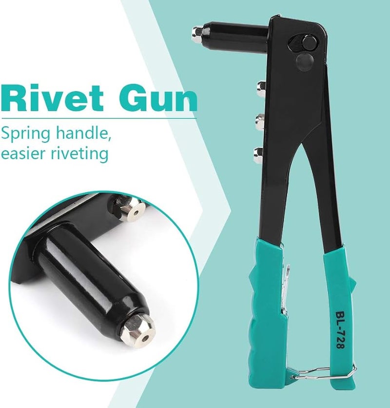 مسدس برشام يدوي محترف لبراغي 2.4 ملم، 3.2 ملم، 4.0 ملم، 4.8 ملم للمعادن والبلاستيك والجلود - Image 4