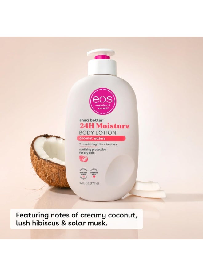 eos Shea Better Body Lotion- Coconut Waters, 24-Hour Moisture Skin Care, Lightweight & Non-Greasy, Made with Natural Shea, Vegan, 16 fl oz - Image 3