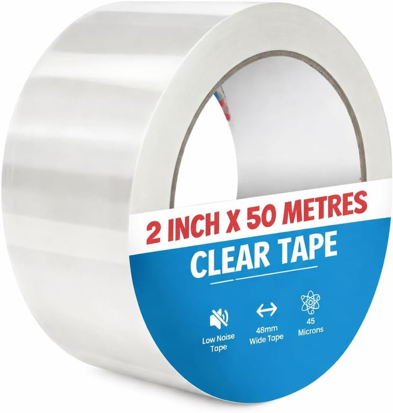 AL FAKHAMA 2 Inch x 50 Metres Clear Packing Tape - Strong Adhesive for Shipping and Moving - Image 1