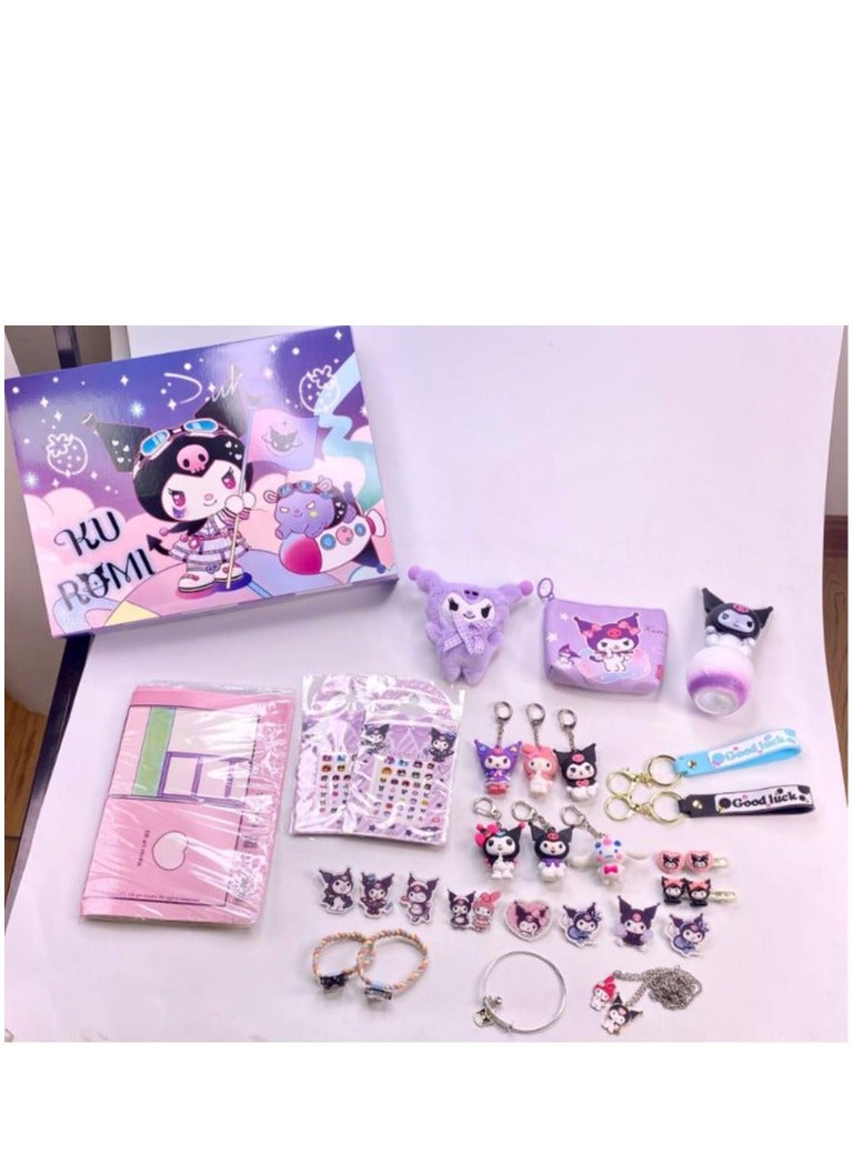 Kuromi blind box poking hole toy set collectible toy set with anime doll keychain, necklace, pendant, ring or badge, ideal birthday gift for children, children's party  - Image 2