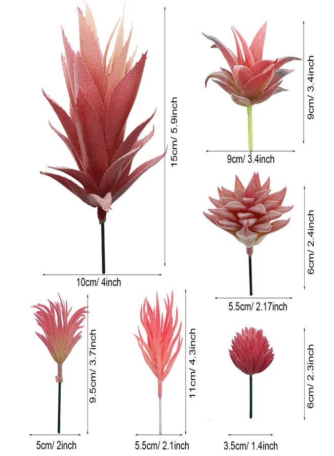 Cayway 15 PCS Artificial Succulent Plants, Red Fake Succulent, Unpotted Faux Succulent Assortment in Flocked Purpl in Different Type for Birthday Home Decor Indoor Wall Garden DIY - Image 5