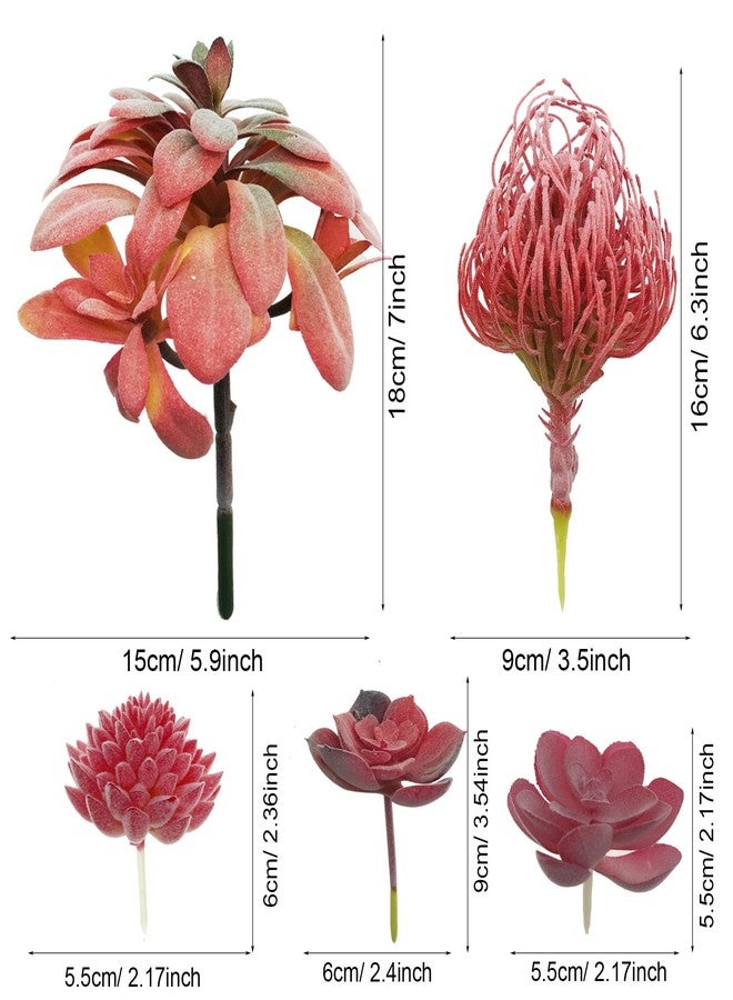 Cayway 15 PCS Artificial Succulent Plants, Red Fake Succulent, Unpotted Faux Succulent Assortment in Flocked Purpl in Different Type for Birthday Home Decor Indoor Wall Garden DIY - Image 4