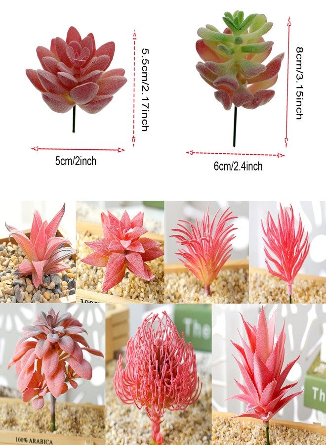 Cayway 15 PCS Artificial Succulent Plants, Red Fake Succulent, Unpotted Faux Succulent Assortment in Flocked Purpl in Different Type for Birthday Home Decor Indoor Wall Garden DIY - Image 3
