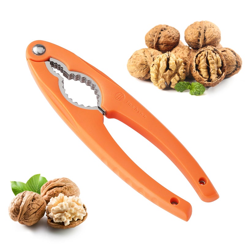 NutCracker Stainless Steel Nut Crackers for All Nuts Heavy Duty Nutcracker Tool for Walnet Pencan Chestnut Crab Lobster and More Ergonomic Handle Orange