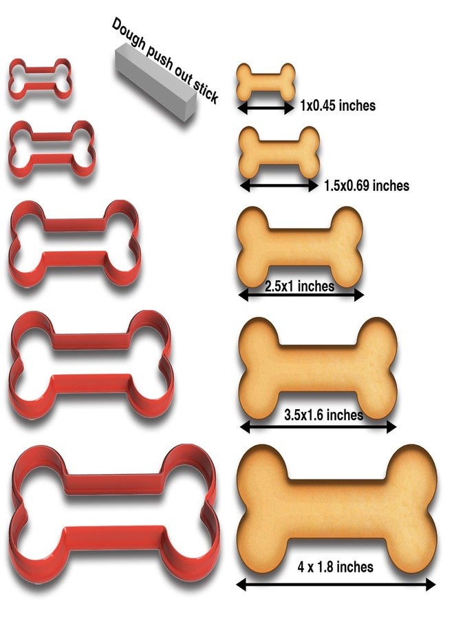 Mighty Gadget Dog Bone Cookie Cutter Set - 5 Sizes (1" to 4"), Perfect for Pet Treats & Baking - Image 2