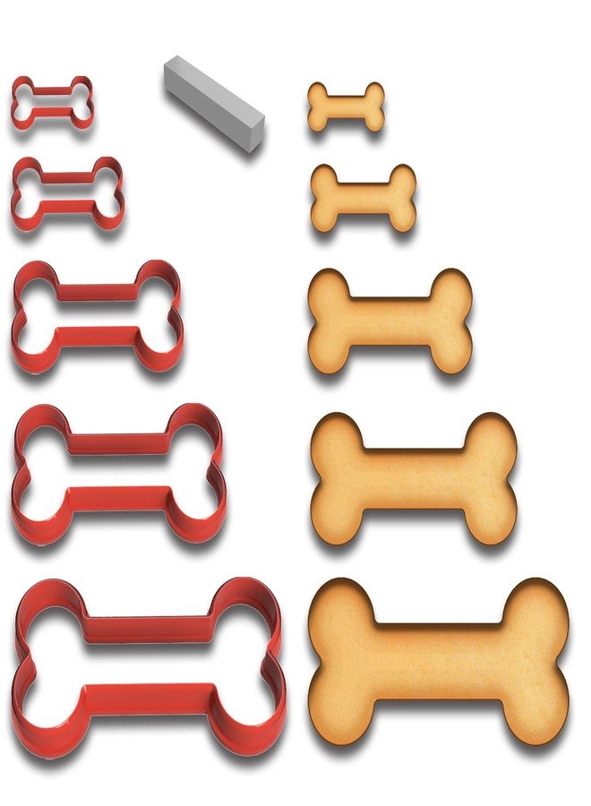 Mighty Gadget Dog Bone Cookie Cutter Set - 5 Sizes (1" to 4"), Perfect for Pet Treats & Baking - Image 1