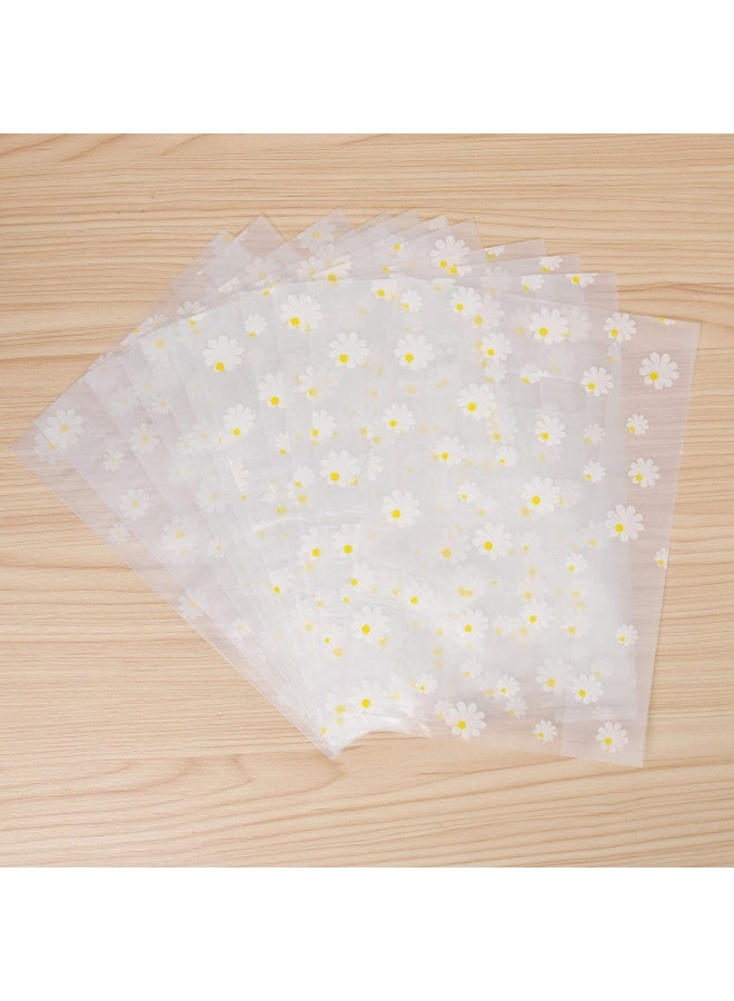 HaHaHai 100PCS Plastic Shopping Bags with Handle Daisy Pattern Cake Bread Goodies Treats Packaging Bag for Gift Wrapping Wedding Party Favors or Small Business - Image 5