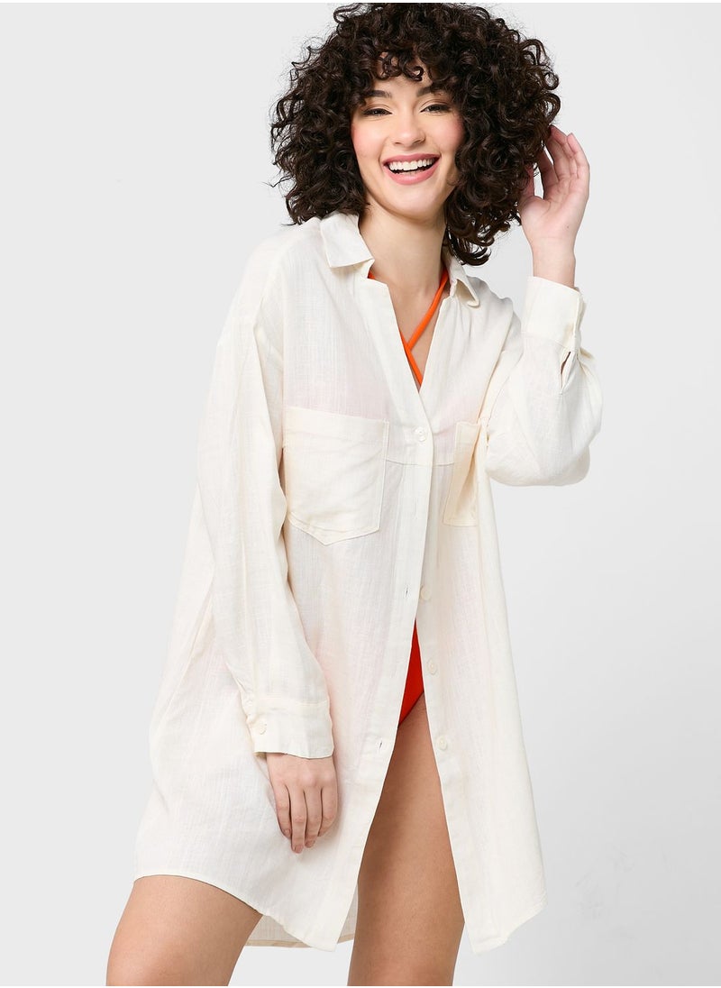 Coconut Cove - Button Down Beachwear Shirt - Image 1