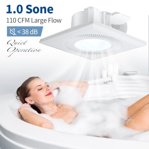 FrexCheng Bathroom Vent Fan with Light, Bathroom Exhaust Fan with LED Light Adjustable, Quiet 1.0 Sones Three Color Temperatures 2700k/4000k/5700k, 110 CFM,Ceiling Mount Ventilation for Home/Bath/Office - Image 4