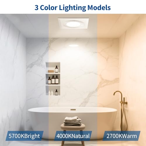 FrexCheng Bathroom Vent Fan with Light, Bathroom Exhaust Fan with LED Light Adjustable, Quiet 1.0 Sones Three Color Temperatures 2700k/4000k/5700k, 110 CFM,Ceiling Mount Ventilation for Home/Bath/Office - Image 3