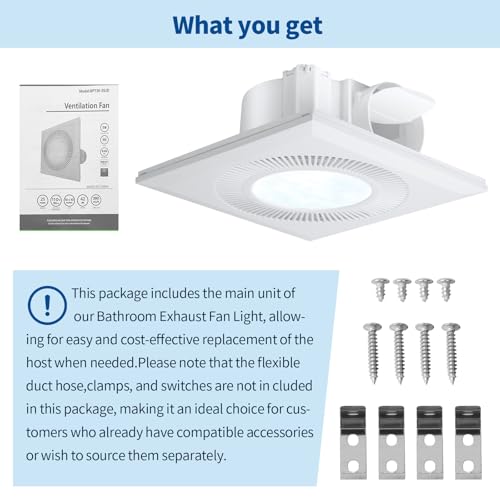 FrexCheng Bathroom Vent Fan with Light, Bathroom Exhaust Fan with LED Light Adjustable, Quiet 1.0 Sones Three Color Temperatures 2700k/4000k/5700k, 110 CFM,Ceiling Mount Ventilation for Home/Bath/Office - Image 5