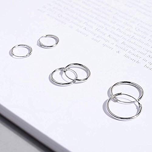 EPIRORA Silver Hoop Earrings - 4 Pairs of Hypoallergenic 925 Sterling Silver Cartilage Small Hoop Earrings for Women & Men(10mm &12mm) - Image 5