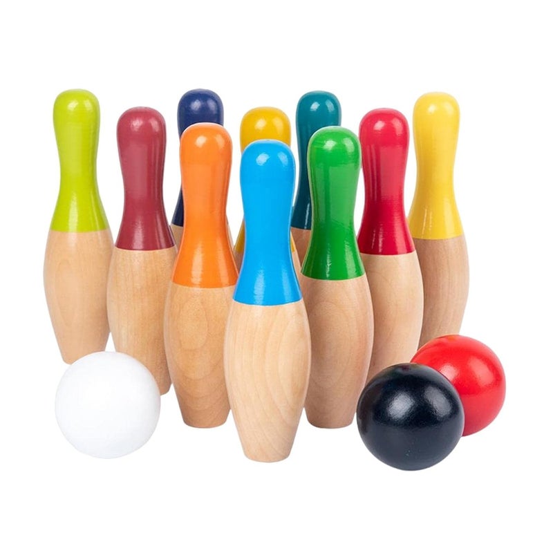 beebox Wooden Bowling Game Set || 10 Pins & 2 Balls || Fun & Safe Colorful Indoor-Outdoor Game for Kids – 20x12.3x6 cm - Image 5