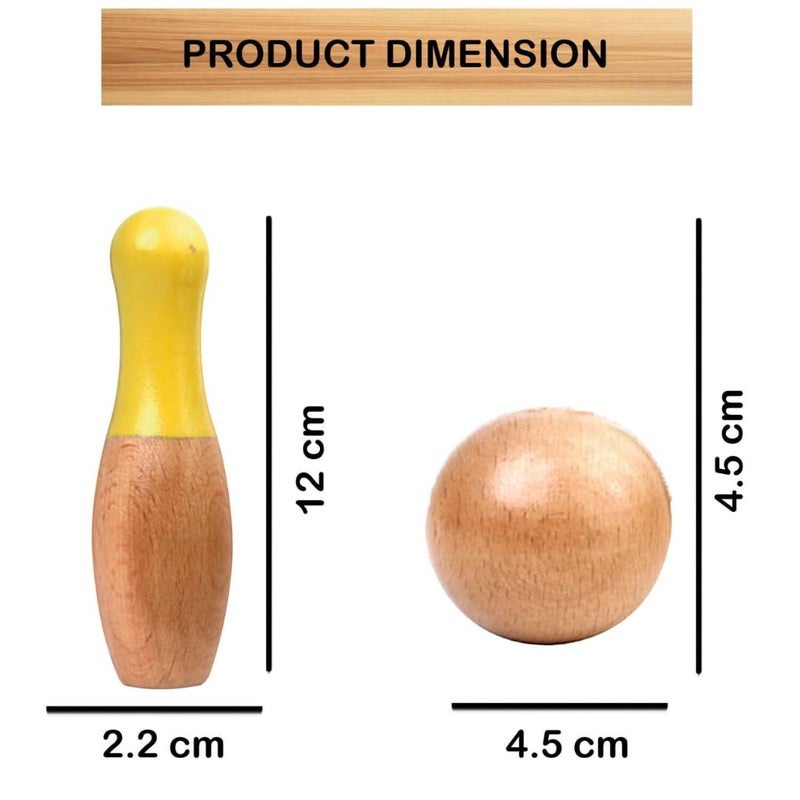 beebox Wooden Bowling Game Set || 10 Pins & 2 Balls || Fun & Safe Colorful Indoor-Outdoor Game for Kids – 20x12.3x6 cm - Image 3