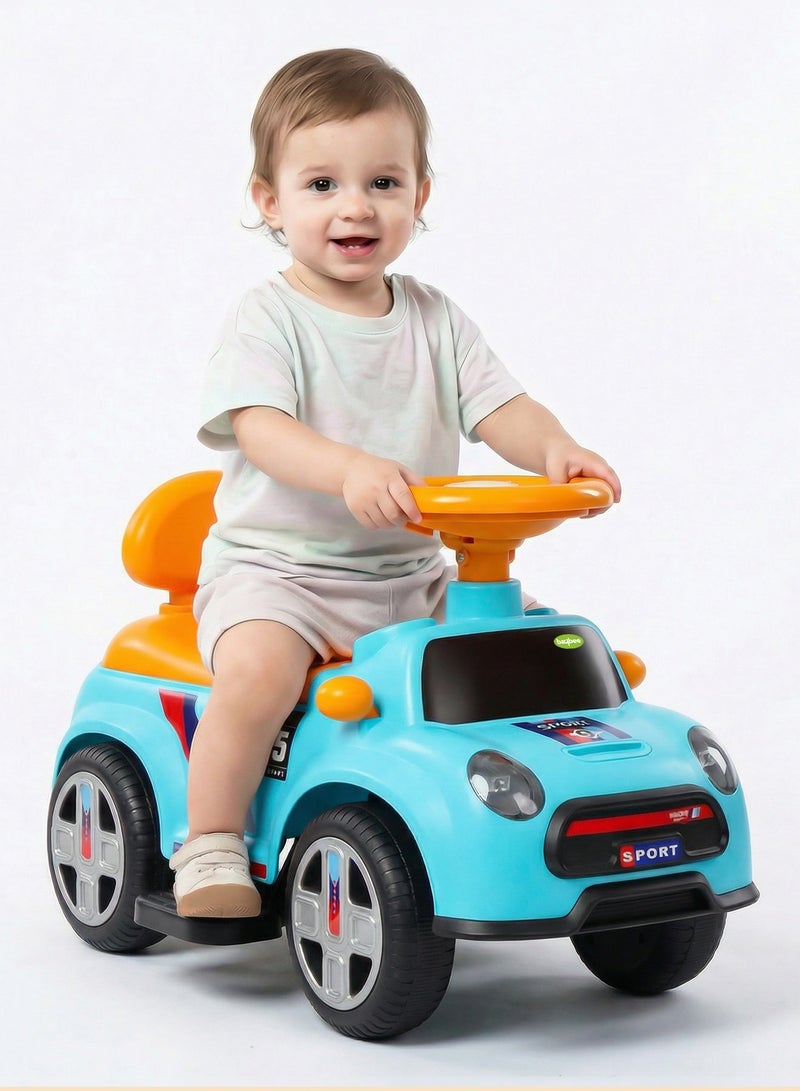 BAYBEE Sportster Baby Ride on Car for Kids, Toddler Ride on Baby Car with Lights, Music, High Backrest and Storage Space | Kids Push Car for Baby | Children Push Ride on Car for Kids Toddlers 1 to 3 Years Boy Girl Blue - Image 1