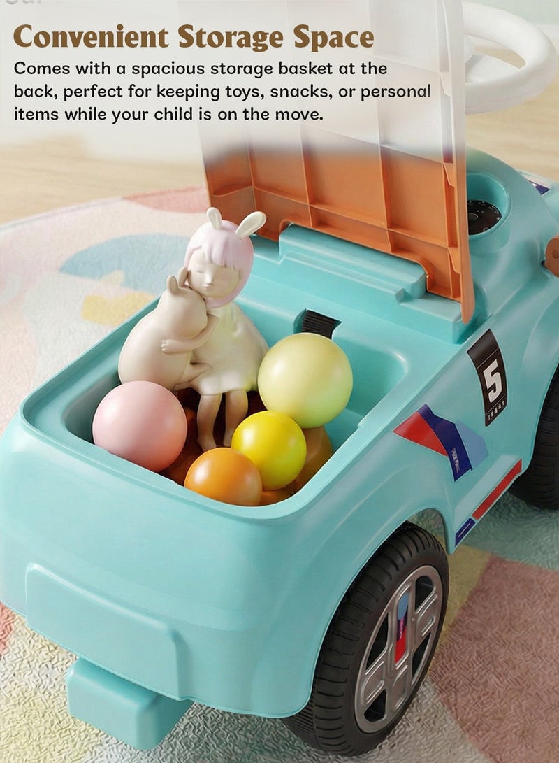 BAYBEE Sportster Baby Ride on Car for Kids, Toddler Ride on Baby Car with Lights, Music, High Backrest and Storage Space | Kids Push Car for Baby | Children Push Ride on Car for Kids Toddlers 1 to 3 Years Boy Girl Blue - Image 4