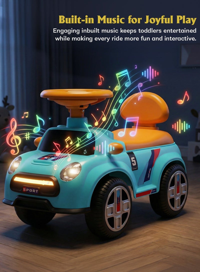 BAYBEE Sportster Baby Ride on Car for Kids, Toddler Ride on Baby Car with Lights, Music, High Backrest and Storage Space | Kids Push Car for Baby | Children Push Ride on Car for Kids Toddlers 1 to 3 Years Boy Girl Blue - Image 3