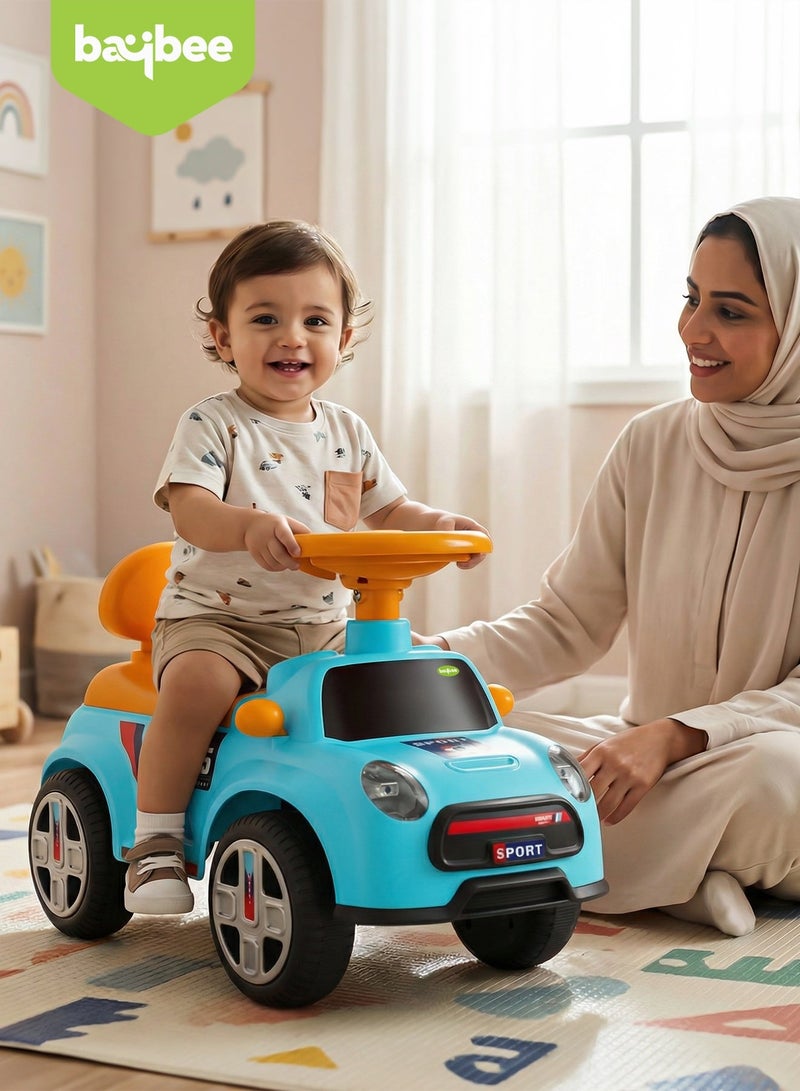 BAYBEE Sportster Baby Ride on Car for Kids, Toddler Ride on Baby Car with Lights, Music, High Backrest and Storage Space | Kids Push Car for Baby | Children Push Ride on Car for Kids Toddlers 1 to 3 Years Boy Girl Blue - Image 2