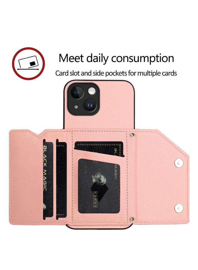 اس-توب جراب لهاتف iPhone 15 Skin Feel مع أربع فتحات للبطاقات وحزام معصم - Image 5