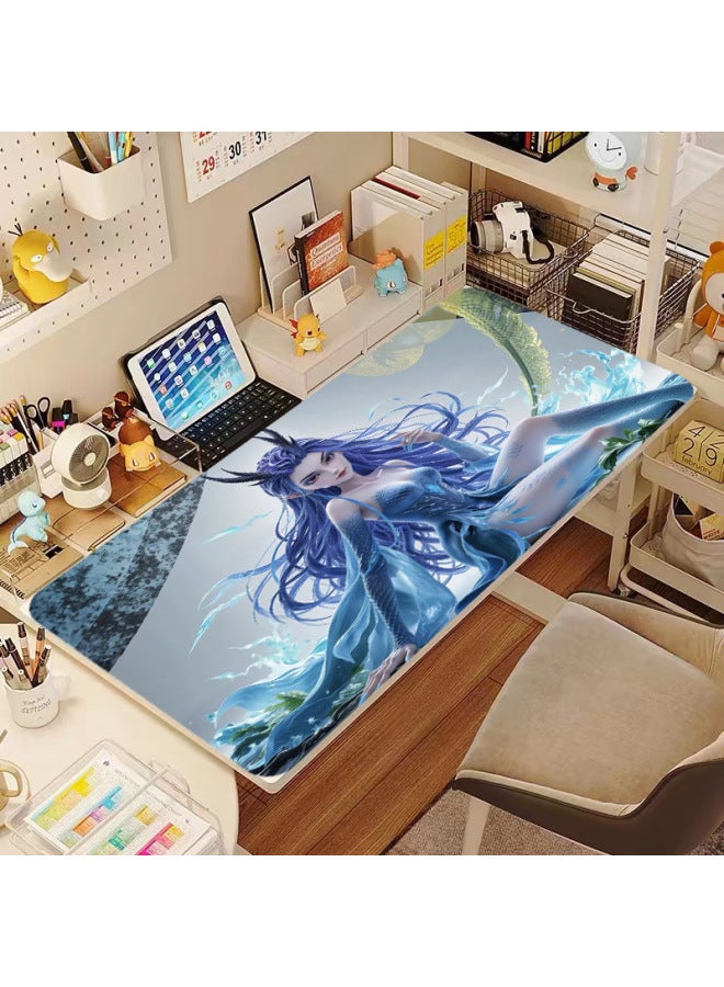 Mouse Pad Thickened Nezha Sangu Ao Leap Two-dimensional Office E-sports Super Large Mouse Pad-Color:50*100-Pattern:Nezha Three Aunt Green Dragon Tail - Image 1