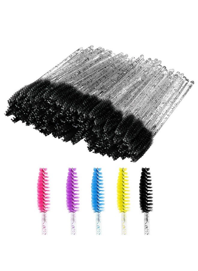 GoWorth 200 Pcs Disposable Crystal Eyelash Mascara Brushes Wands For Eye Lash Extension Eyebrow And Makeup (Black) - Image 1