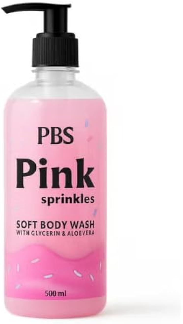 PBS Pink Sprinkles Soft Body Wash - Gentle Cleansing Shower Gel with Glycerin &amp; Aloe Vera, 500ml