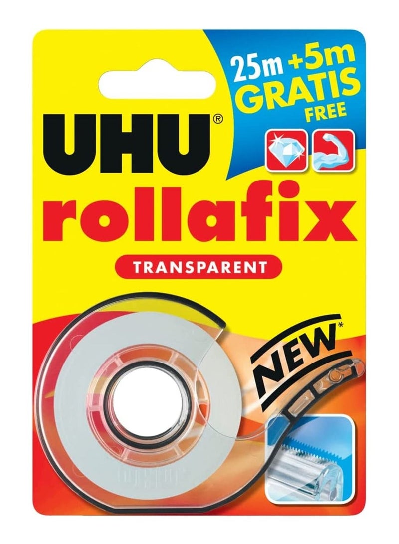 UHU شريط لاصق شفاف مكتبي رولافكس 4 قطع مع موزع بعرض 19 مم - Image 2