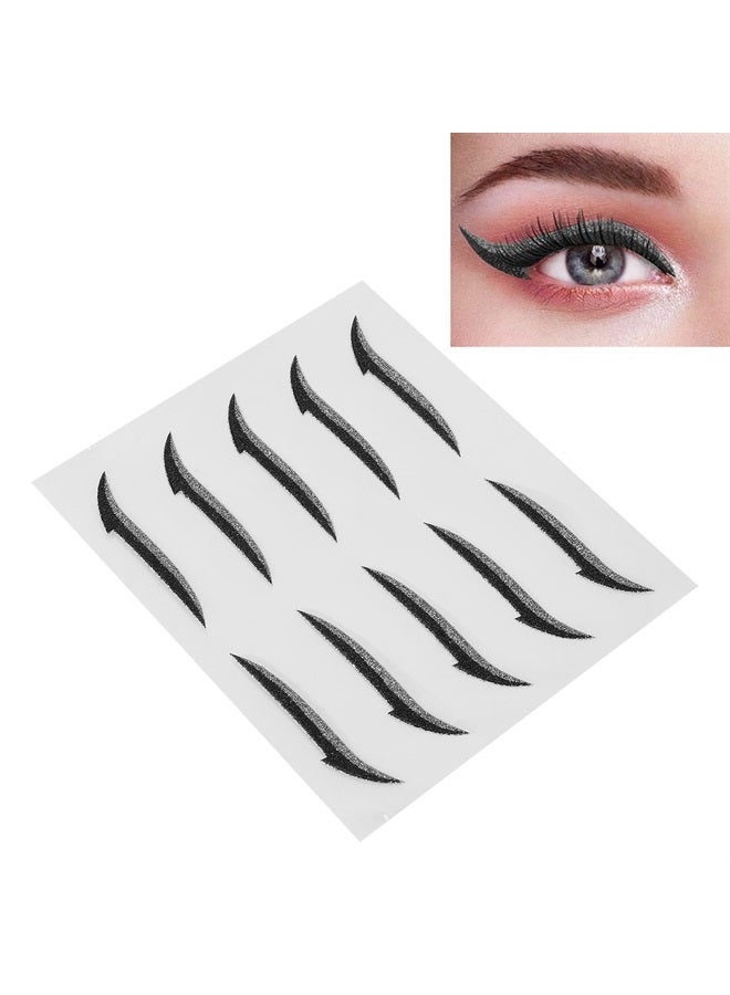 Reusable Glitter Eyeliner Stickers,Adhesive Winged Eyeliner Sticker for Womens Eyes Makeup,Waterproof Self Adhesive Eyeliner Stickers for Weddings Dance Parties(Silver)