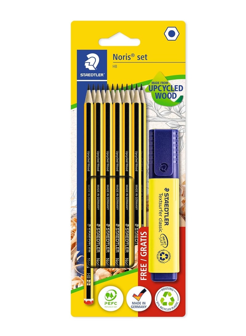 STAEDTLER 12-Piece Noris Pencil With  One Yellow Highligter - Image 1