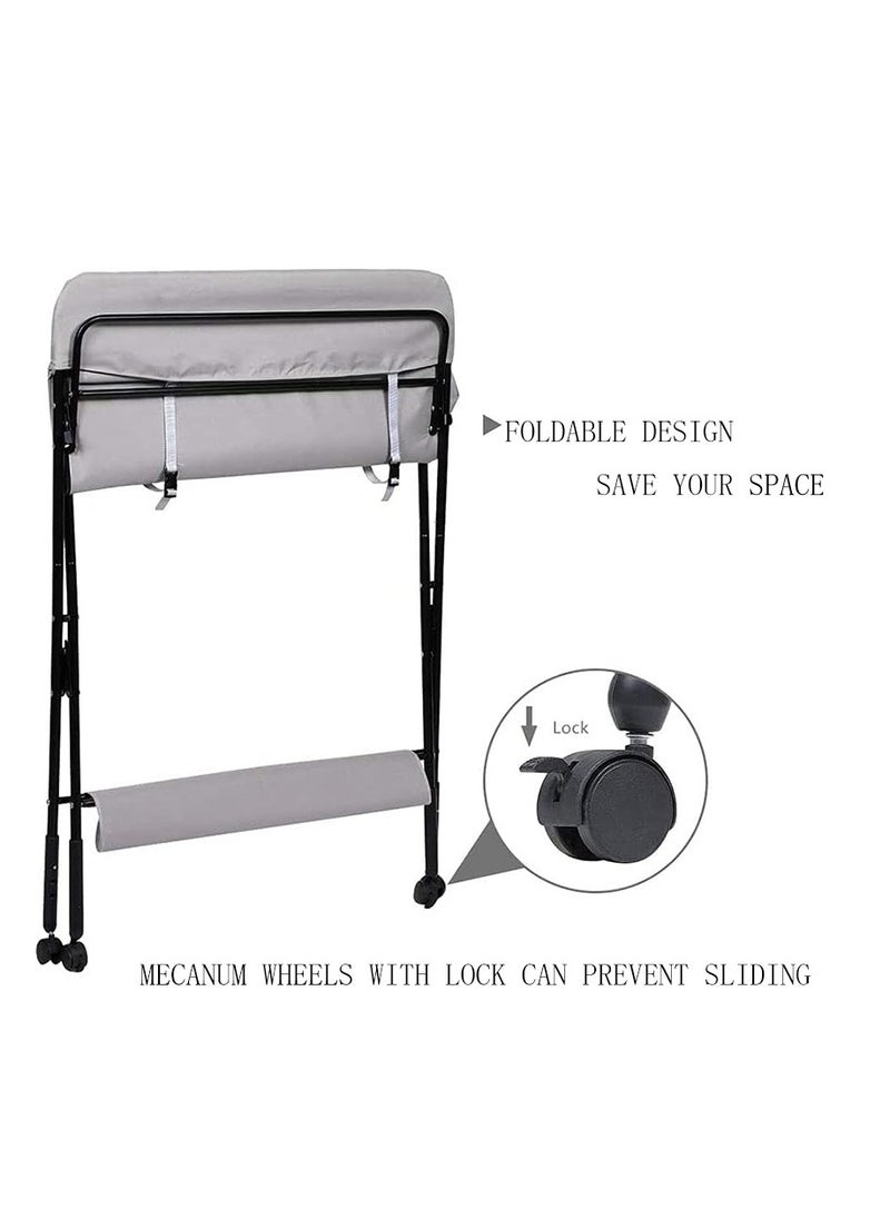 SAPU - Portable Baby Changing Table, Diaper Changing Table Dresser Changing Station for Infant, Diaper Changing Table Pad, Mobile Nursery Organizer for Newborn With wheels, height can be adjusted in three st - Image 1