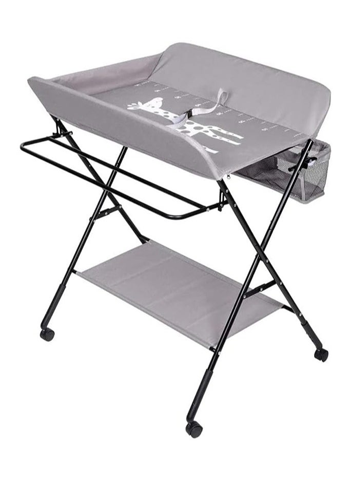 SAPU - Portable Baby Changing Table, Diaper Changing Table Dresser Changing Station for Infant, Diaper Changing Table Pad, Mobile Nursery Organizer for Newborn With wheels, height can be adjusted in three st - Image 1