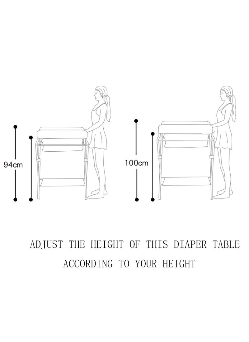 SAPU - Portable Baby Changing Table, Diaper Changing Table Dresser Changing Station for Infant, Diaper Changing Table Pad, Mobile Nursery Organizer for Newborn With wheels, height can be adjusted in three st - Image 1